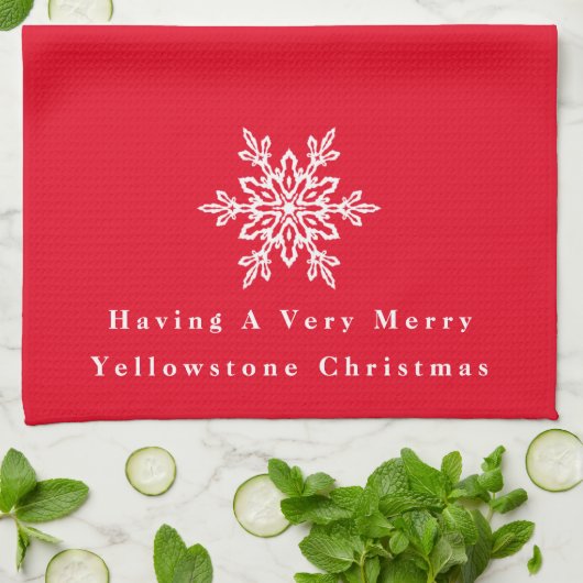 Kerst Keuken Handdoek Yellowstone Kerstmis (Gevouwen)