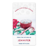 Kerst-keuken met warme cacao en snoepriet etiket (Voorkant)
