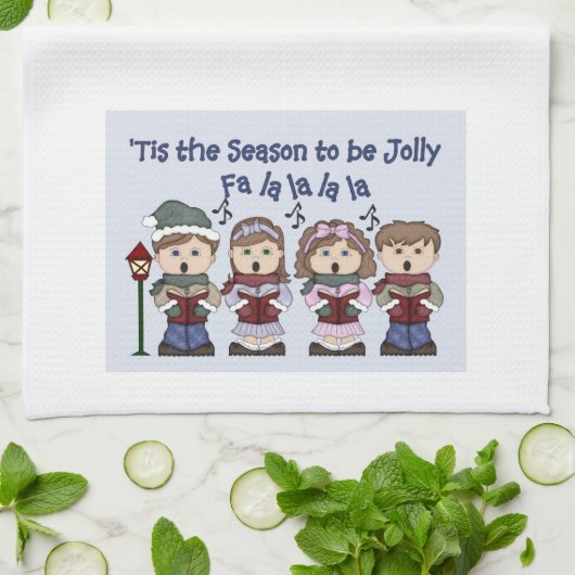 Kerst Keukenhanddoek -Carolers -Dit Het Seizoen (Gevouwen)