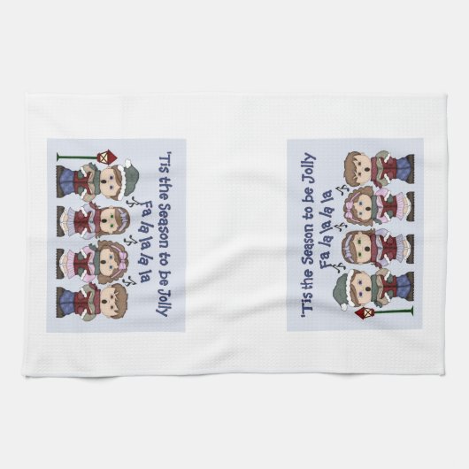 Kerst Keukenhanddoek -Carolers -Dit Het Seizoen (Horizontaal)