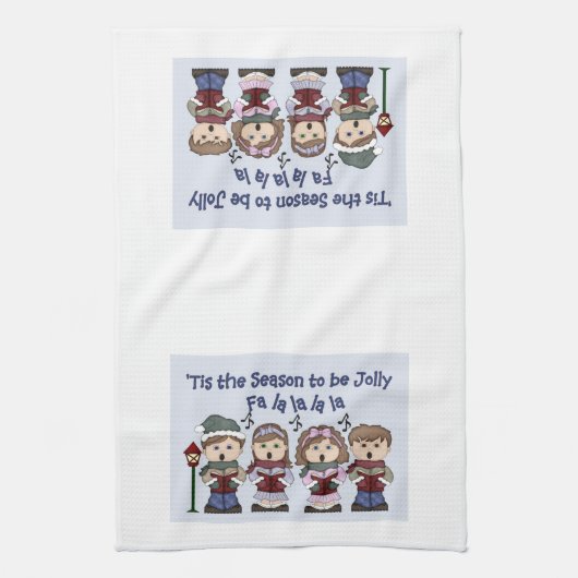 Kerst Keukenhanddoek -Carolers -Dit Het Seizoen (Verticaal)