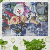 Kerst Keukenhanddoek met Gelukkige Vrienden (Gevouwen)