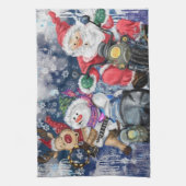 Kerst Keukenhanddoek met Gelukkige Vrienden (Verticaal)