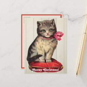 Kerst Keuten Zitten met een Rode Bow Feestdagenkaart