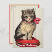 Kerst Keuten Zitten met een Rode Bow Feestdagenkaart (Voorkant / Achterkant)