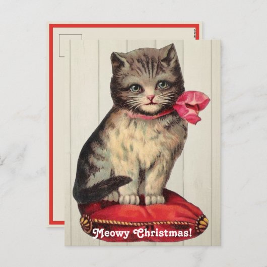 Kerst Keuten Zitten met een Rode Bow Feestdagenkaart (Voorkant / Achterkant)