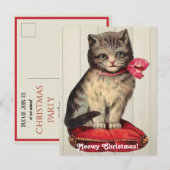 Kerst Keuten Zitten met een Rode Bow Uitnodiging Briefkaart (Voorkant / Achterkant)