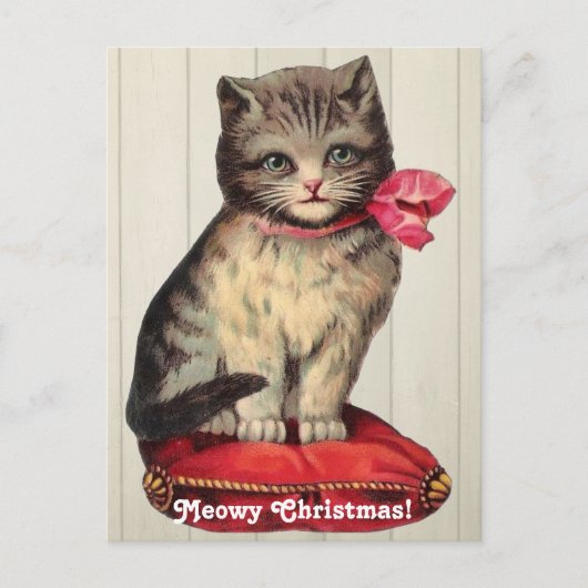 Kerst Keuten Zitten met een Rode Bow Uitnodiging Briefkaart (Voorkant)