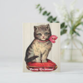 Kerst Keuten Zitten met een Rode Bow Uitnodiging Briefkaart (Staand voorkant)