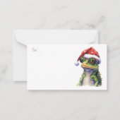 Kerst kikker band naar/van cadeau platte briefkaar notitiekaartje (Voorkant)
