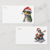 Kerst kikker band naar/van cadeau platte briefkaar notitiekaartje (Voorkant / Achterkant)