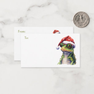 Kerst kikker band naar/van cadeau platte briefkaar notitiekaartje