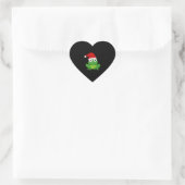 Kerst Kikker met Santa Hoed Hart Sticker (Tas)
