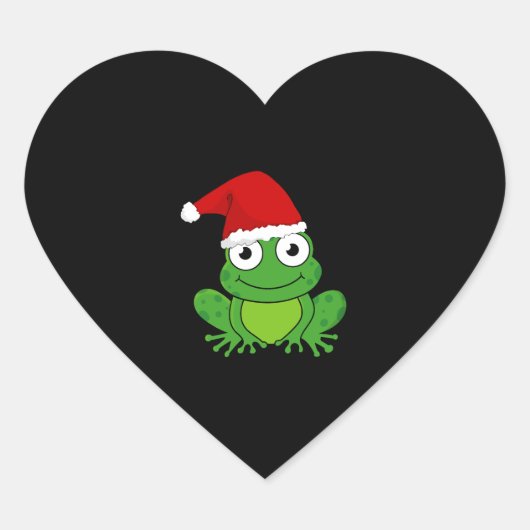 Kerst Kikker met Santa Hoed Hart Sticker (Voorkant)