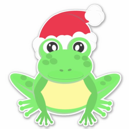 Kerst Kikker met Santa Hoed Schattigee Novel Carto Sticker (Voorkant)