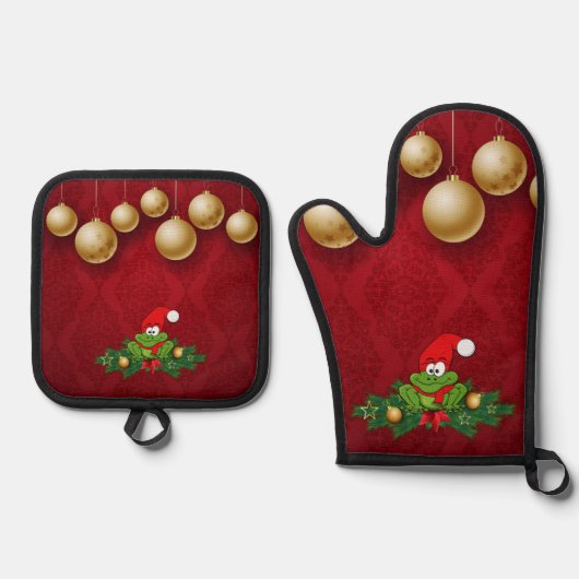 Kerst Kikker  Ovenwant & Pannenlap Set (Voorkant)