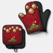 Kerst Kikker  Ovenwant & Pannenlap Set (Voorkant / Achterkant)