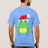 Kerst Kikker Santa Hoed Nieuwigheid Grappig Blauw T-shirt (Achterkant)