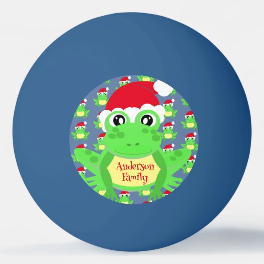Kerst Kikker Santa Hoed Patroon Blauw Nieuwigheid Pingpongbal (Voorkant)