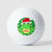 Kerst Kikker Santa Hoed Patroon Groene Nieuwigheid Golfballen (Voorkant)