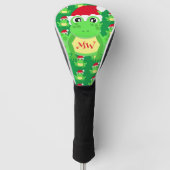Kerst Kikker Santa Hoed Patroon Groene Nieuwigheid Golfheadcover (Voorkant)
