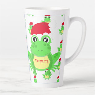 Kerst Kikker Santa Hoed Patroon Wit Nieuwigheid Latte Mok