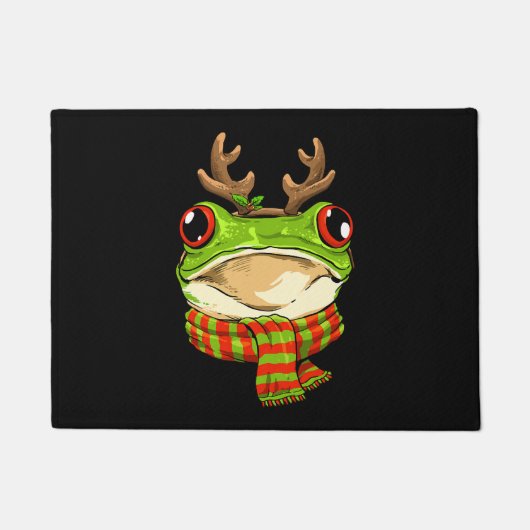 Kerst Kikker Toad Kerstman Rendier Xmas Deurmat (Voorkant)