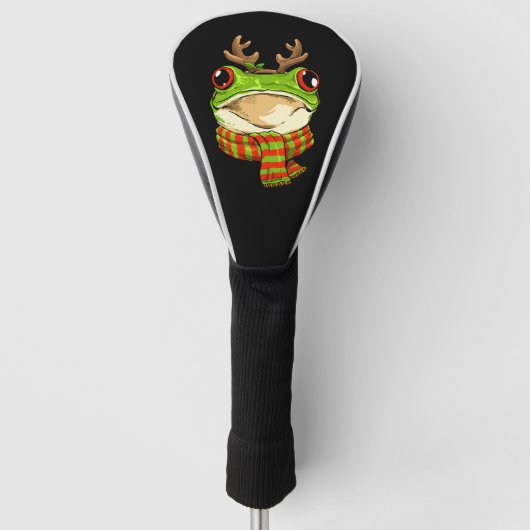 Kerst Kikker Toad Kerstman Rendier Xmas Golfheadcover (Voorkant)