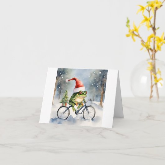 Kerst Kikker Vakantie Kaart (Gele Bloem)