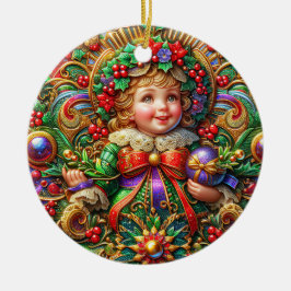 KERST ~ Kind 19e eeuw ~ Keramisch Ornament