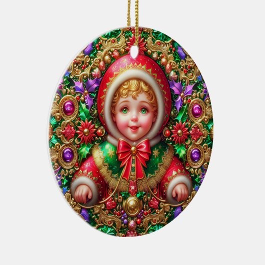 KERST ~ Kind 19e eeuw ~ Keramisch Ornament (Rechts)