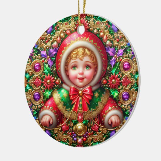 KERST ~ Kind 19e eeuw ~ Keramisch Ornament (Links)