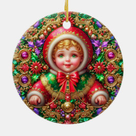 KERST ~ Kind 19e eeuw ~ Keramisch Ornament