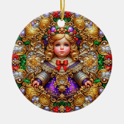 KERST ~ Kind 19e eeuw ~ Keramisch Ornament (Voorkant)