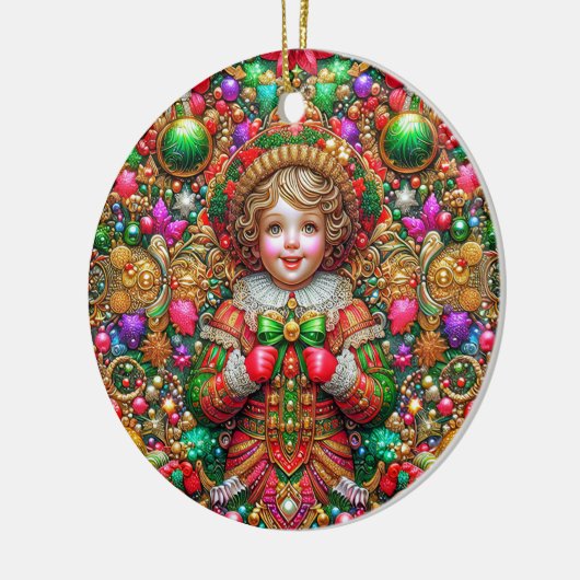KERST ~ Kind 19e eeuw ~ Keramisch Ornament (Links)