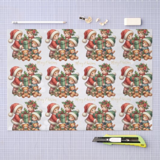 Kerst  Kinder geschenken Vrolijk kerstfeest Tissuepapier (Craft)