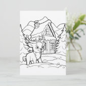 Kerst kinder kleuren rendieren feestdagenkaart (Staand voorkant)