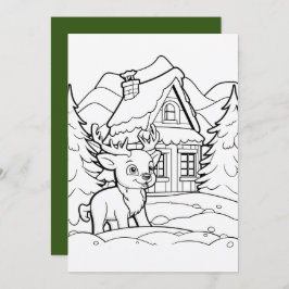 Kerst kinder kleuren rendieren feestdagenkaart