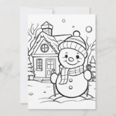 Kerst kinder kleurend sneeuwpop feestdagenkaart (Voorkant)