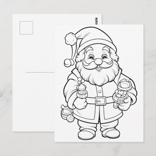Kerst kinder kleurling Santa Briefkaart (Voorkant / Achterkant)