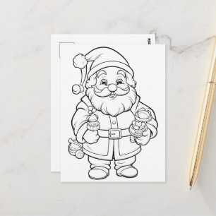 Kerst kinder kleurling Santa Briefkaart