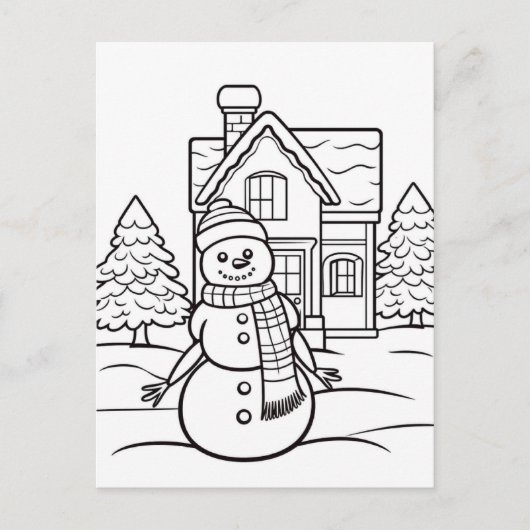 Kerst kinder kleurstof Sneeuwman Briefkaart (Voorkant)