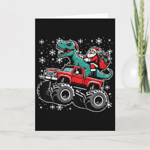 Kerst Kinder Monster Truck Dino Kerstman Kerstmis  Kaart