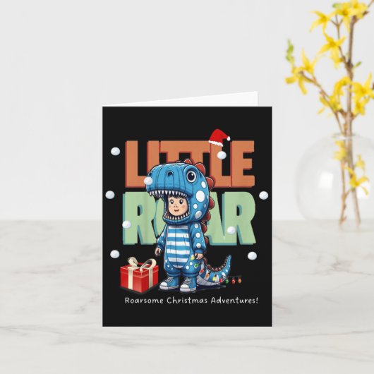 Kerst Kinderen Brullende Dinosaur Kinderjongens Ke Kaart (Gele Bloem)