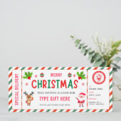 Kerst Kinderen Coupon Certificaat Rudolph Kerstman Kaart (Staand voorkant)