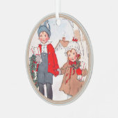 Kerst  Kinderen Jongen Meisje Vakantie Metalen Ornament (Voorkant links)