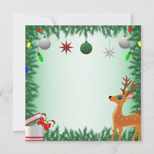 Kerst Kinderen Rendier Groen Vakantie Kaart (Achterkant)