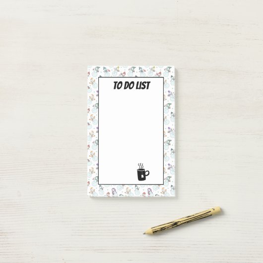 Kerst Kinderen Schattige Sneeuwman in Mutsen Taken Post-it® Notes (Op bureau)