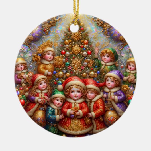 KERST ~ Kinderen van de 19e eeuw ~ Keramisch Ornament (Voorkant)