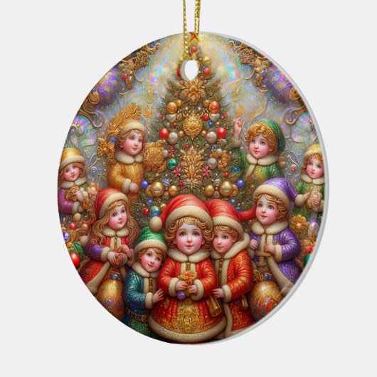 KERST ~ Kinderen van de 19e eeuw ~ Keramisch Ornament (Links)